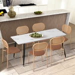 4PCS Dining Chair Rattan Furniture PU Leather Black/Brown