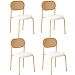 4Pcs/6Pcs Dining Chair Rattan Furniture Sherpa White