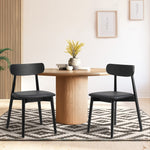 Dining Chairs PU Leather Solid Wood Cafe Lounge Black/Beige