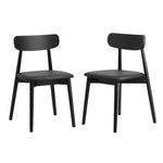 Dining Chairs PU Leather Solid Wood Cafe Lounge Black/Beige