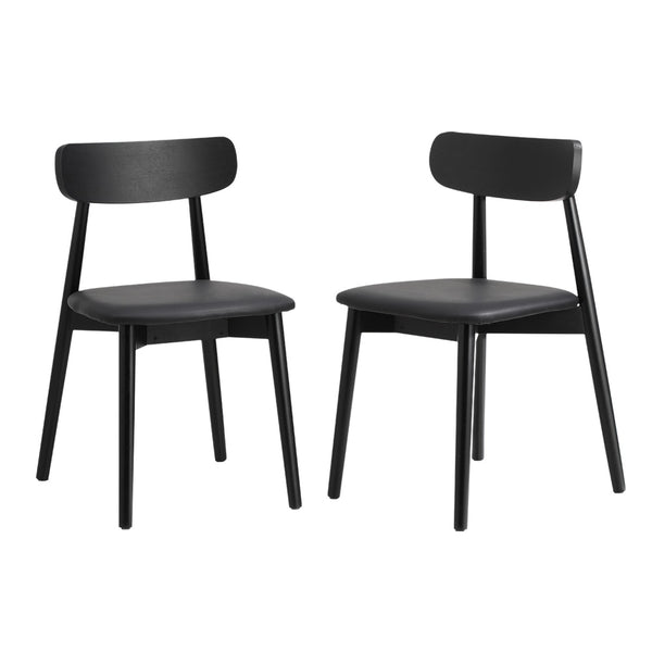  Dining Chairs PU Leather Solid Wood Cafe Lounge Black/Beige