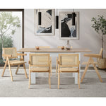 4x/6x Wooden Dining Chairs Rattan Natural