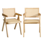 4x/6x Wooden Dining Chairs Rattan Natural