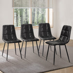 4x Dining Chairs PU Leather Padded Seat Retro Black & Grey