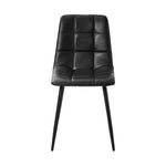 4x Dining Chairs PU Leather Padded Seat Retro Black & Grey