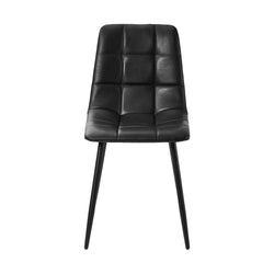 4x Dining Chairs PU Leather Padded Seat Retro Black & Grey