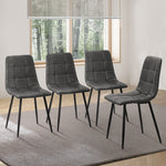 4x Dining Chairs PU Leather Padded Seat Retro Black & Grey