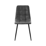4x Dining Chairs PU Leather Padded Seat Retro Black & Grey