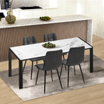 4x Dining Chairs PU Leather Padded Seat Retro Black & Grey