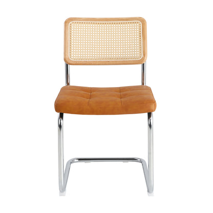 2x Rattan Dining Chair Cesca Replica Cantilever Velvet