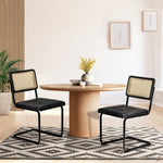 2x Rattan Dining Chairs Cesca Replica Cantilever PU Leather for Dining Room