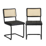 2x Rattan Dining Chairs Cesca Replica Cantilever PU Leather for Dining Room