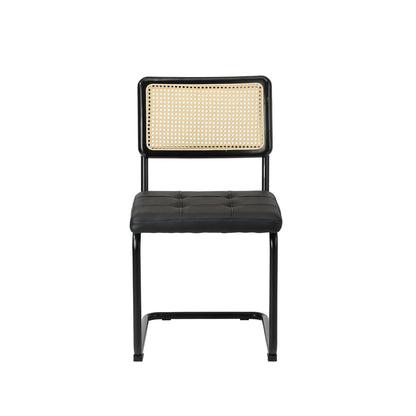 2x Rattan Dining Chairs Cesca Replica Cantilever PU Leather for Dining Room