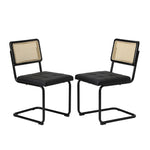 2x Rattan Dining Chairs Cesca Replica Cantilever PU Leather for Dining Room