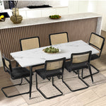 2x Rattan Dining Chairs Cesca Replica Cantilever PU Leather for Dining Room