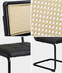 2x Rattan Dining Chairs Cesca Replica Cantilever PU Leather for Dining Room