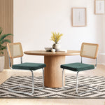 2x Rattan Dining Chairs Cesca Replica Cantilever Velvet Seat for Kitchen
