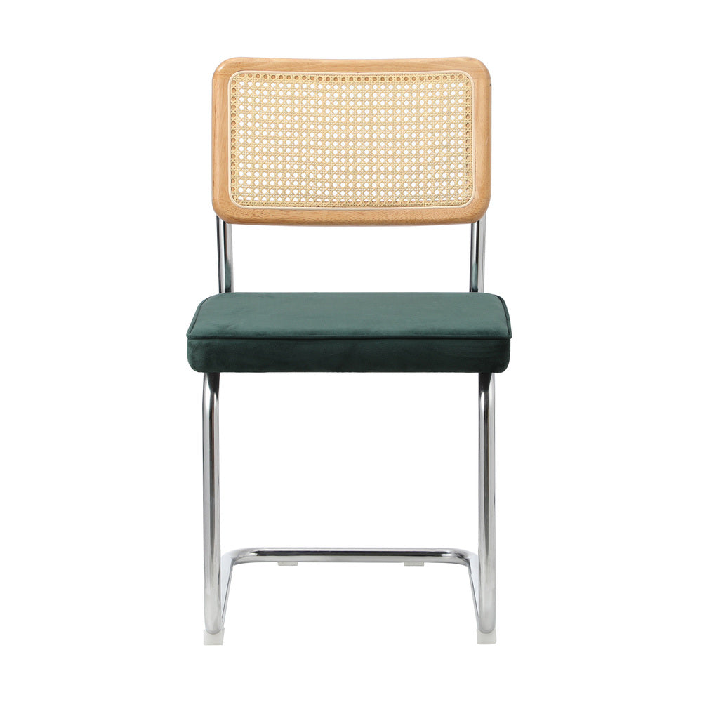 2x Rattan Dining Chairs Cesca Replica Cantilever Velvet Seat for Kitchen