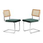 2x Rattan Dining Chairs Cesca Replica Cantilever Velvet Seat for Kitchen