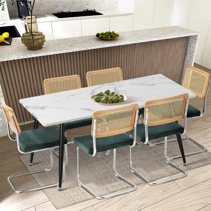 2x Rattan Dining Chairs Cesca Replica Cantilever Velvet Seat for Kitchen
