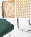 2x Rattan Dining Chairs Cesca Replica Cantilever Velvet Seat for Kitchen