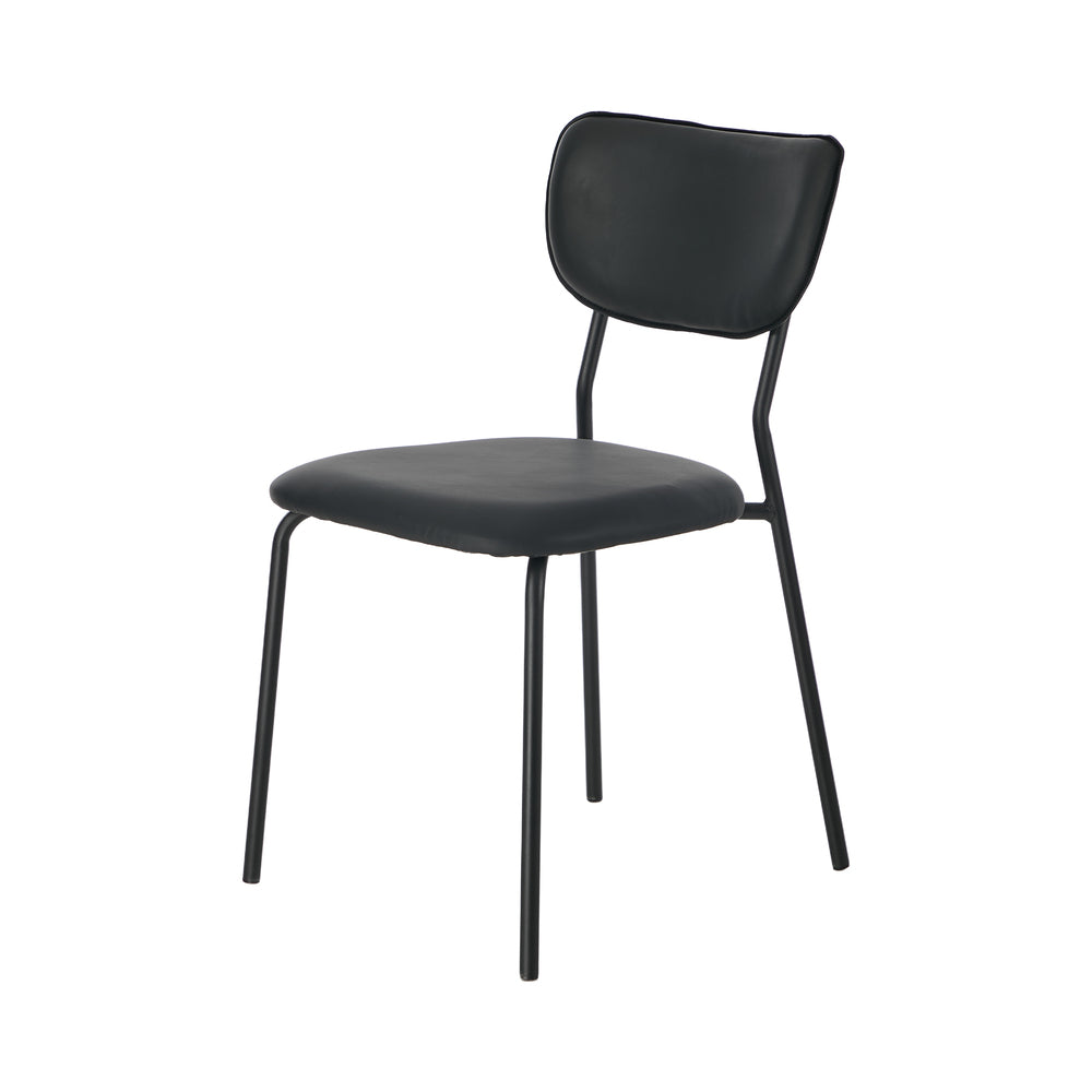 Set of 4 Dining Chairs PU Leather Padded Seat Black Modern Upholstered