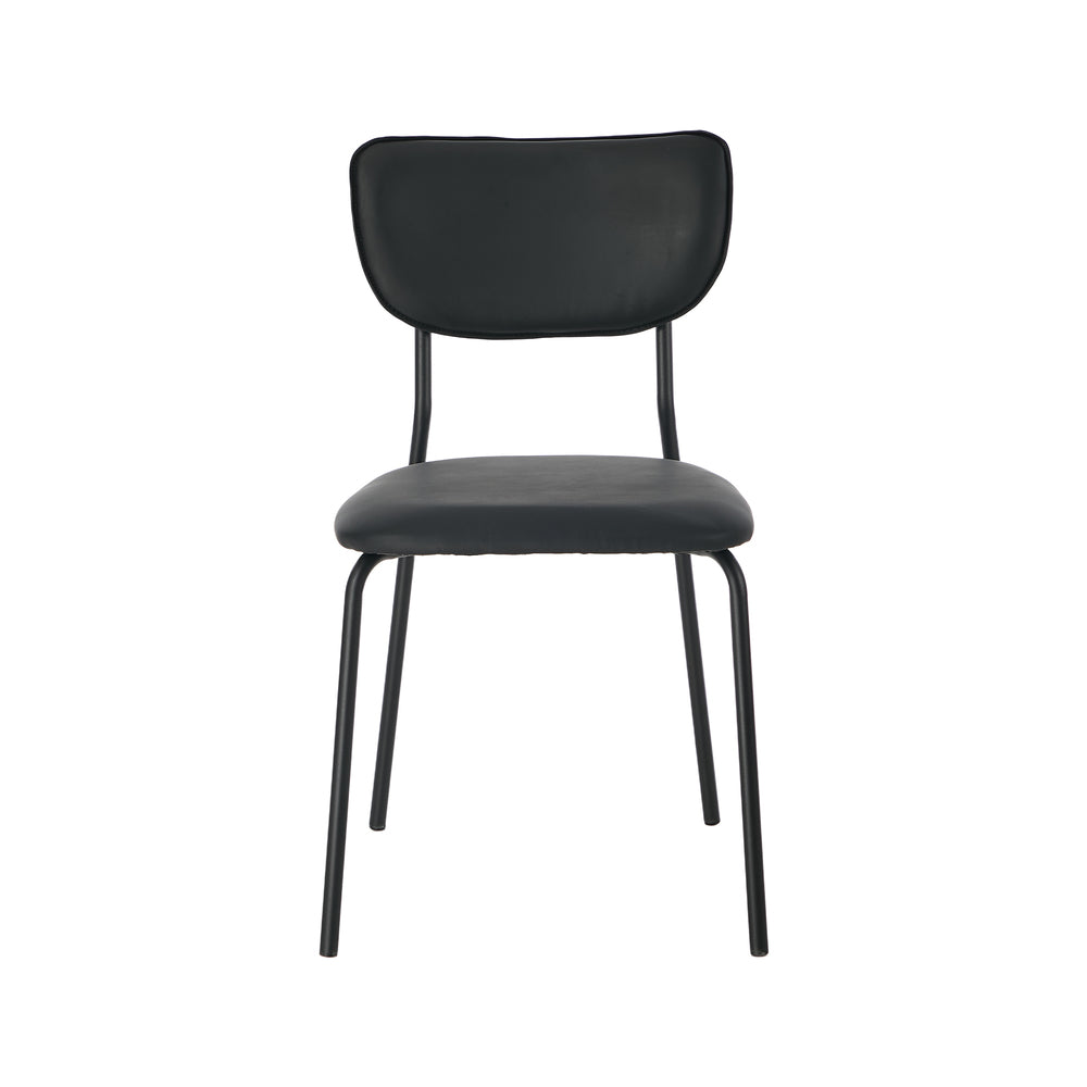 Set of 4 Dining Chairs PU Leather Padded Seat Black Modern Upholstered
