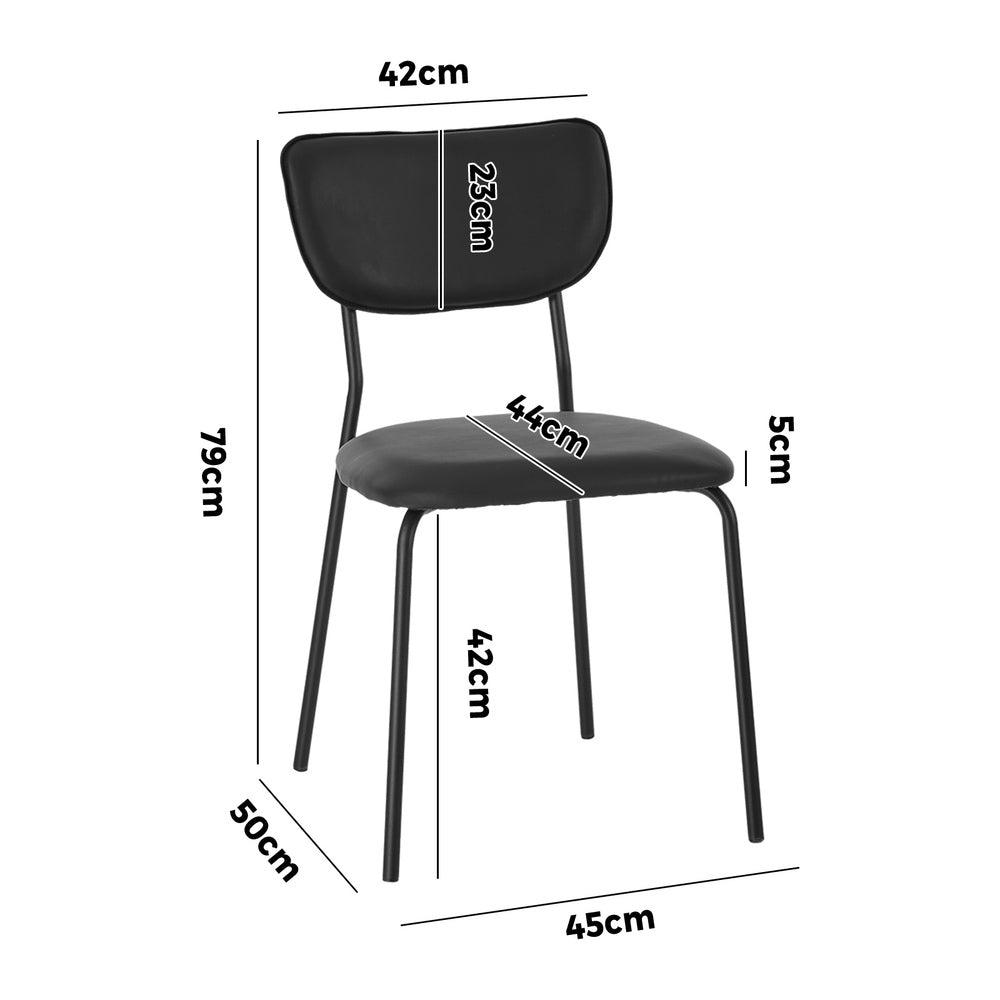 Set of 4 Dining Chairs PU Leather Padded Seat Black Modern Upholstered