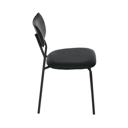 Set of 4 Dining Chairs PU Leather Padded Seat Black Modern Upholstered