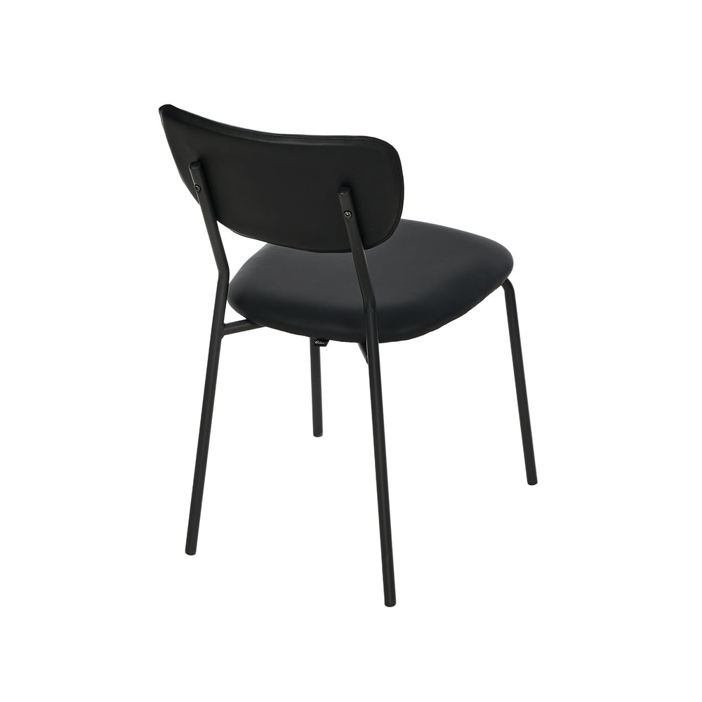Set of 4 Dining Chairs PU Leather Padded Seat Black Modern Upholstered