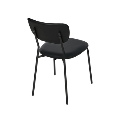 Set of 4 Dining Chairs PU Leather Padded Seat Black Modern Upholstered