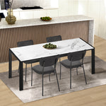Set of 4 Dining Chairs PU Leather Padded Seat Black Modern Upholstered