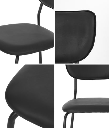 Set of 4 Dining Chairs PU Leather Padded Seat Black Modern Upholstered