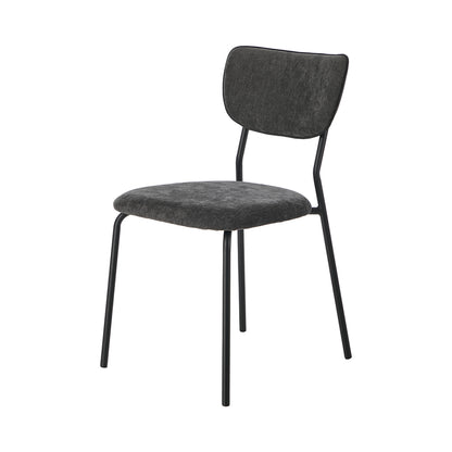 Set of 4 Dining Chairs Linen Fabric Padded Seat Grey Modern Upholstered