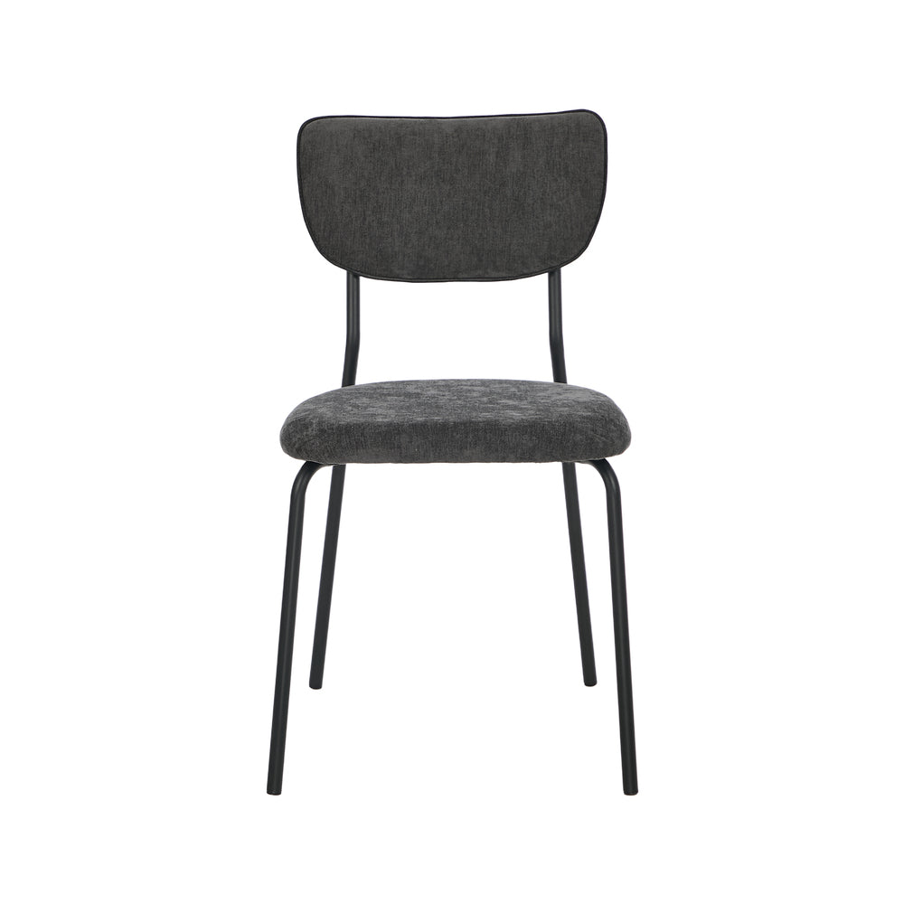 Set of 4 Dining Chairs Linen Fabric Padded Seat Grey Modern Upholstered