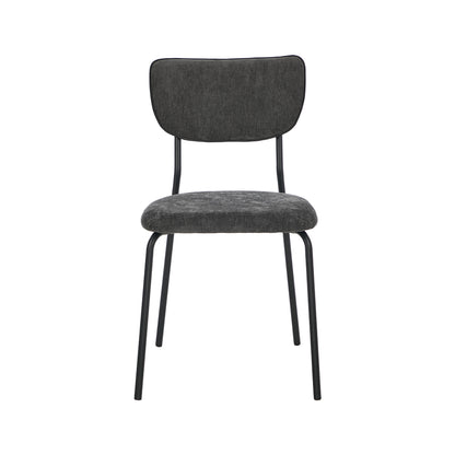 Set of 4 Dining Chairs Linen Fabric Padded Seat Grey Modern Upholstered