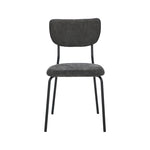Set of 4 Dining Chairs Linen Fabric Padded Seat Grey Modern Upholstered