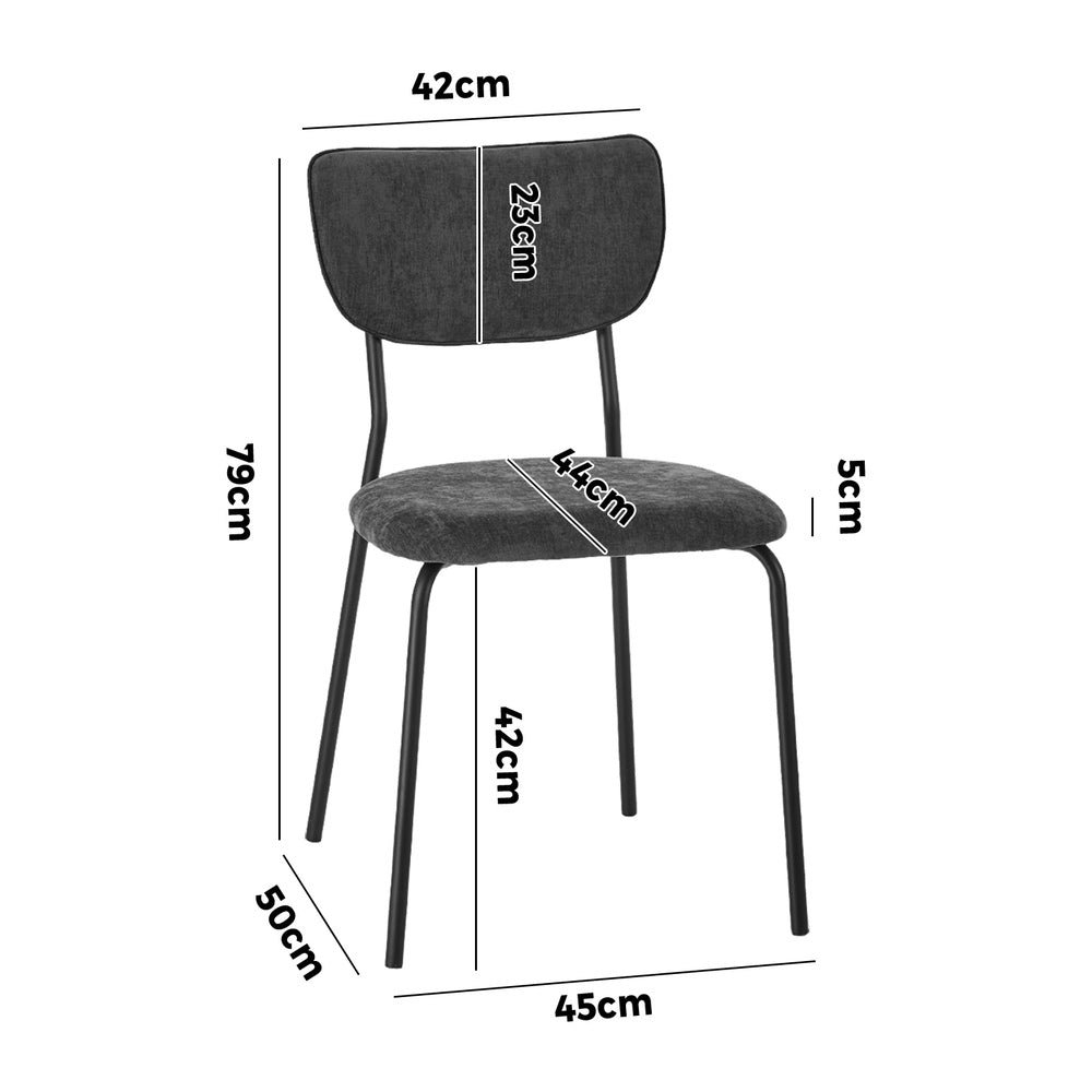 Set of 4 Dining Chairs Linen Fabric Padded Seat Grey Modern Upholstered