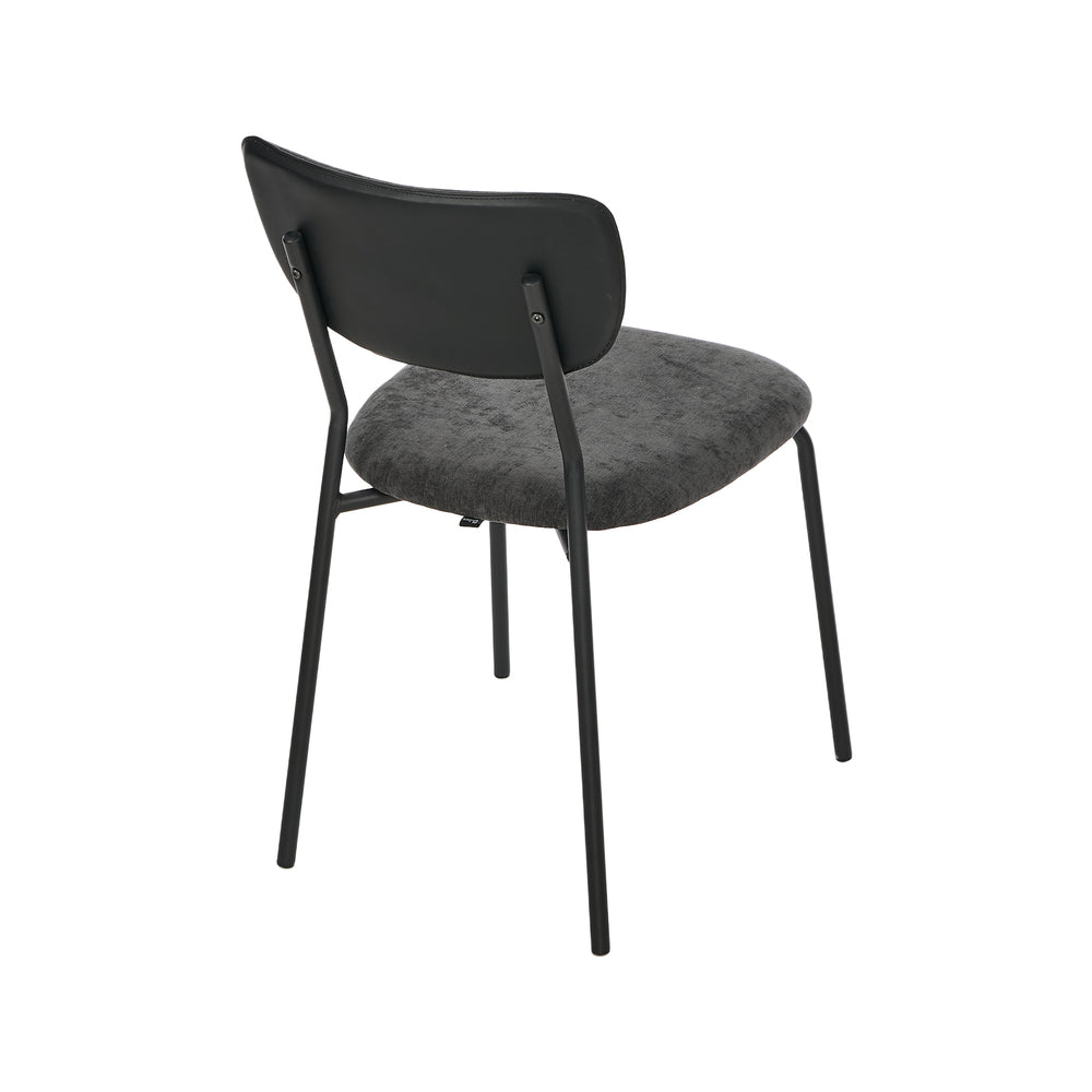 Set of 4 Dining Chairs Linen Fabric Padded Seat Grey Modern Upholstered