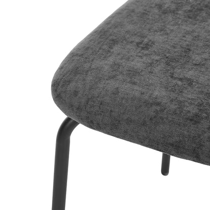 Set of 4 Dining Chairs Linen Fabric Padded Seat Grey Modern Upholstered