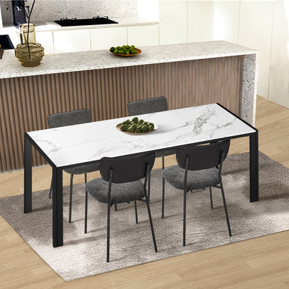 Set of 4 Dining Chairs Linen Fabric Padded Seat Grey Modern Upholstered