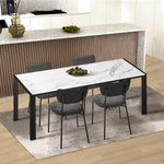 Set of 4 Dining Chairs Linen Fabric Padded Seat Grey Modern Upholstered
