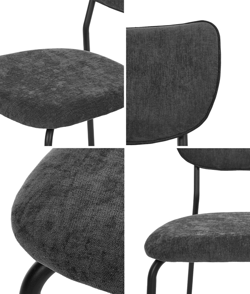 Set of 4 Dining Chairs Linen Fabric Padded Seat Grey Modern Upholstered