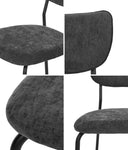 Set of 4 Dining Chairs Linen Fabric Padded Seat Grey Modern Upholstered