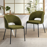 2x Armchair Dining Chair Sherpa Green&Black