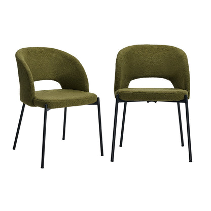 2x Armchair Dining Chair Sherpa Green&Black