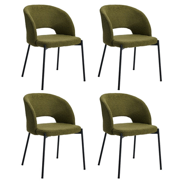 4x Armchair Dining Chair Sherpa Green&Black