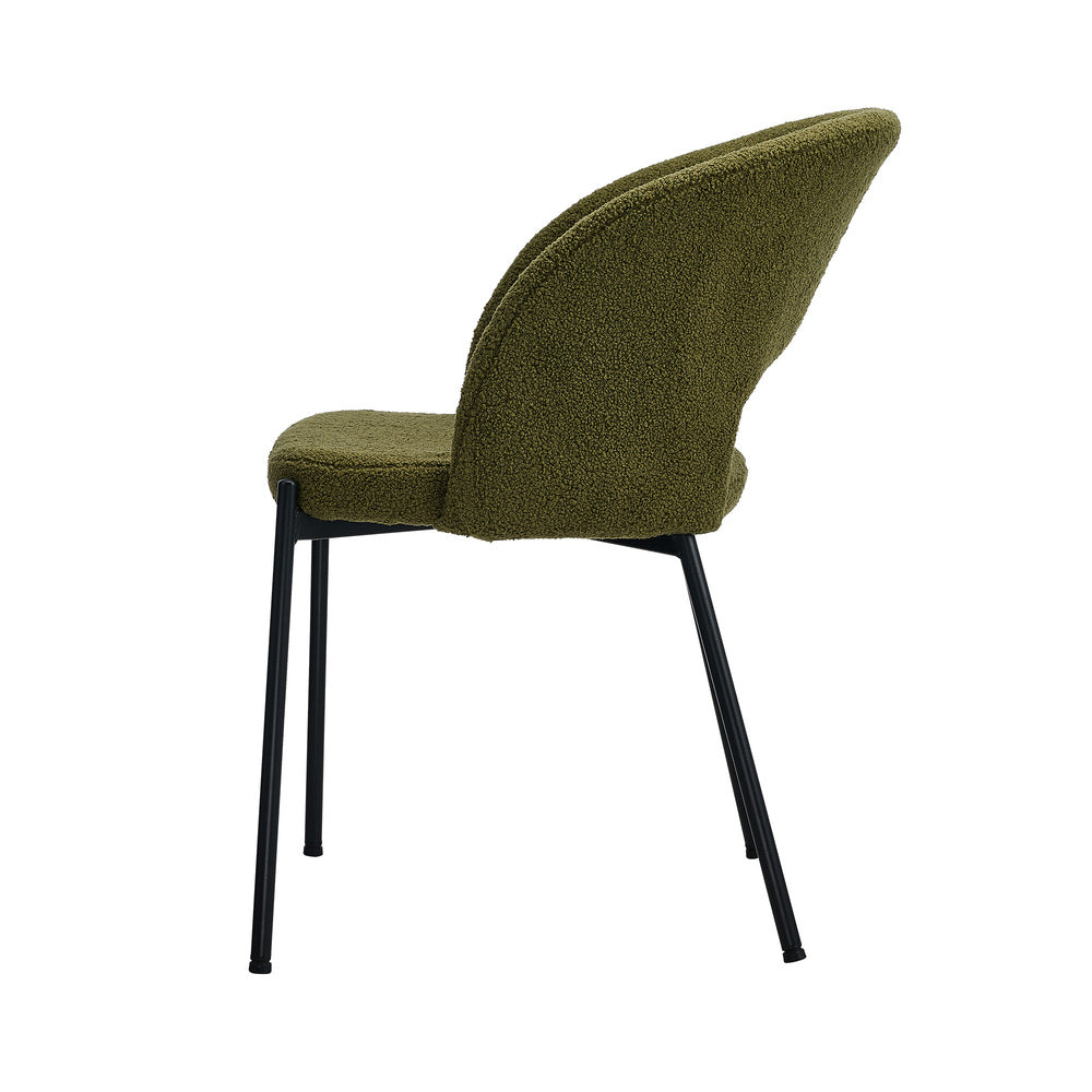 4x Armchair Dining Chair Sherpa Green&Black