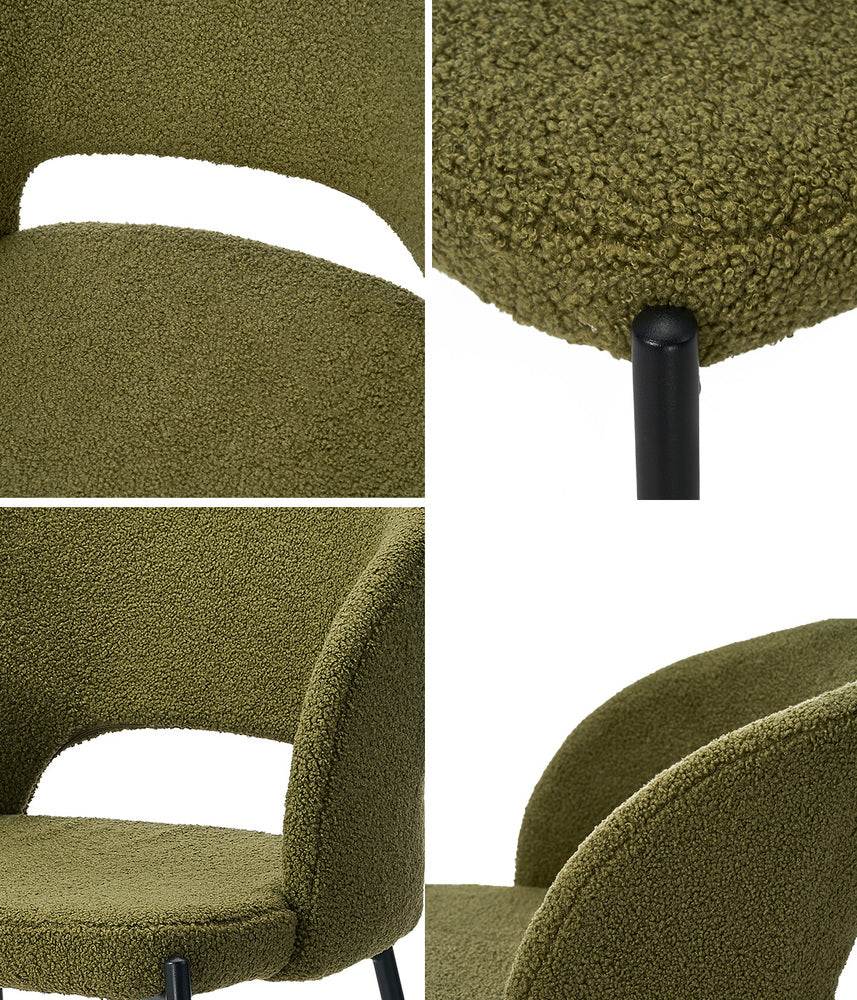 4x Armchair Dining Chair Sherpa Green&Black
