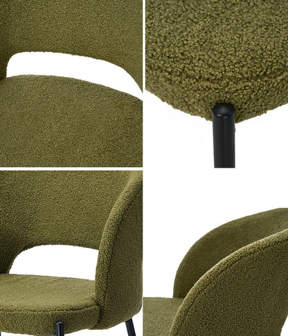 4x Armchair Dining Chair Sherpa Green&Black
